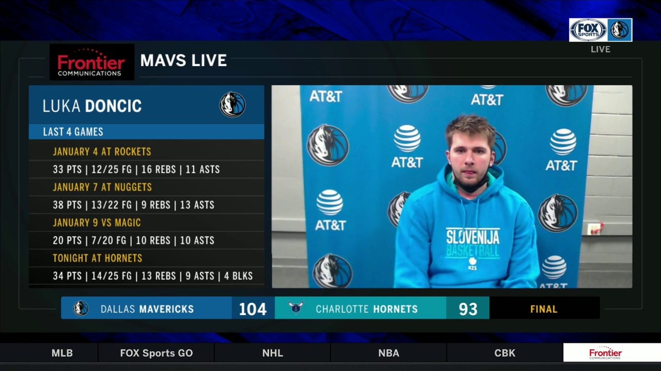Luka Doncic on the Dallas Defense in the win over Charlotte