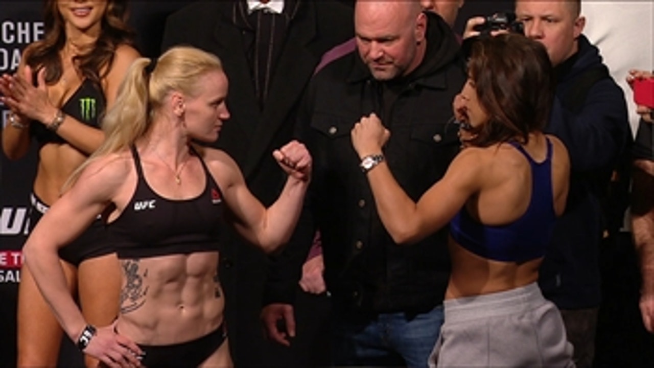 Joanna Jedrzejczyk  faces off with Valentina Shevchenko ' WEIGH-INS ' UFC231