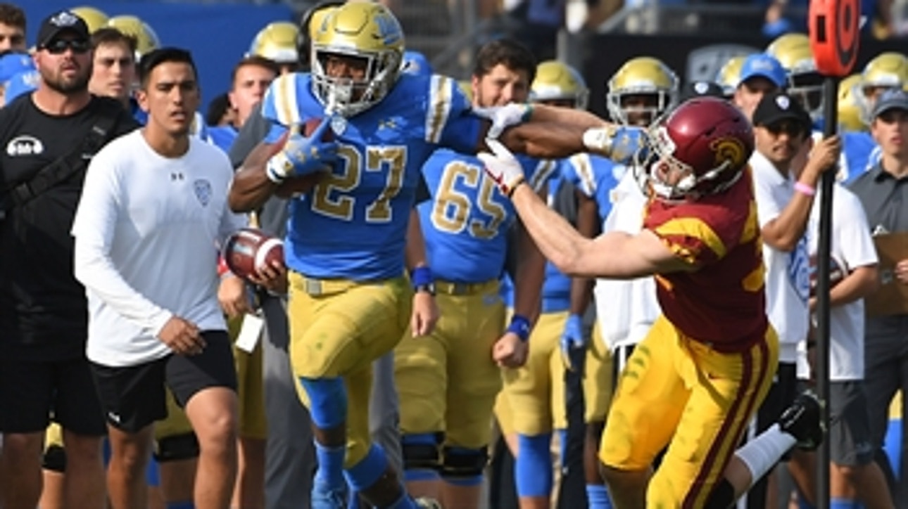 Joshua Kelley's 289 rushing yards help UCLA stun USC 34-27 to claim the Victory Bell