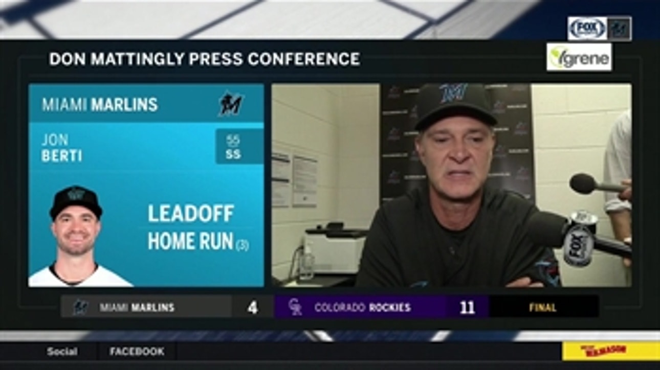 Don Mattingly on Marlins' loss to Rockies, giving up the long ball