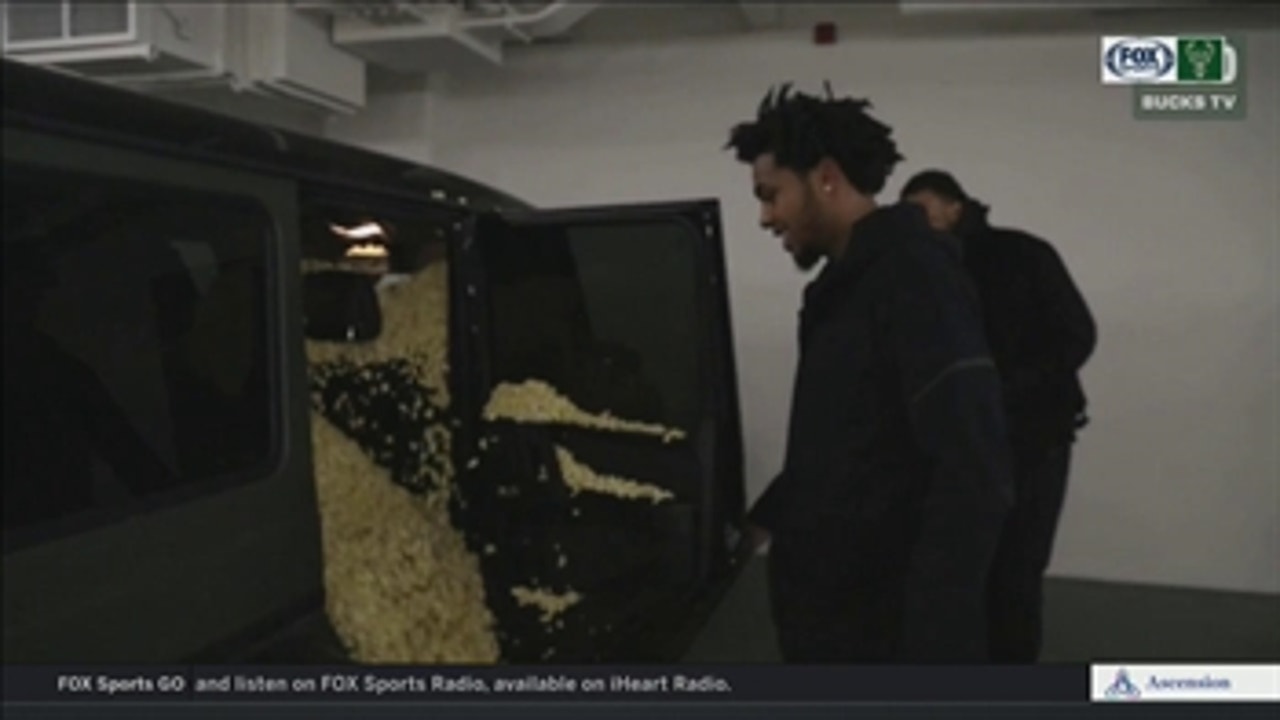 Giannis, Bucks fill rookie Sterling Brown's car with popcorn