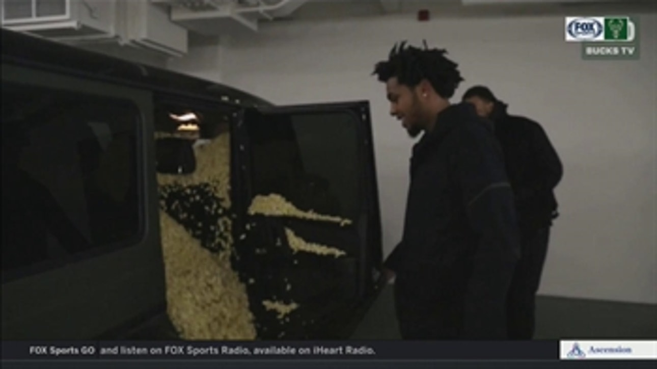 Giannis, Bucks fill rookie Sterling Brown's car with popcorn