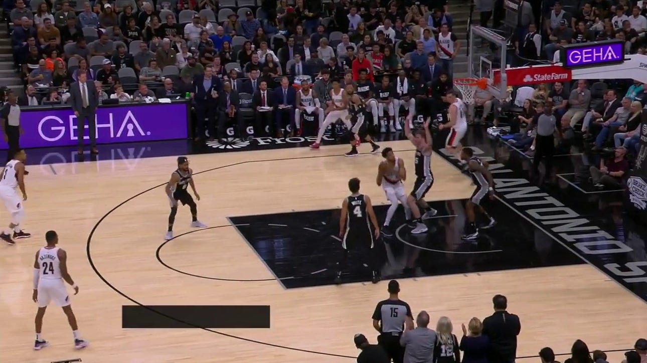 WATCH: Patty Mills drains a last second 3 against the Trail Blazers ' Spurs ENCORE