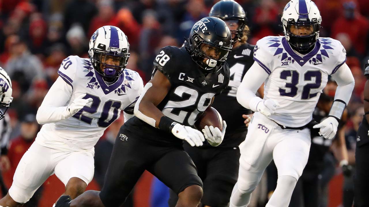 Breece Hall breaks an NCAA-record and scores four TDs in Iowa State's dominant 48-14 win over TCU