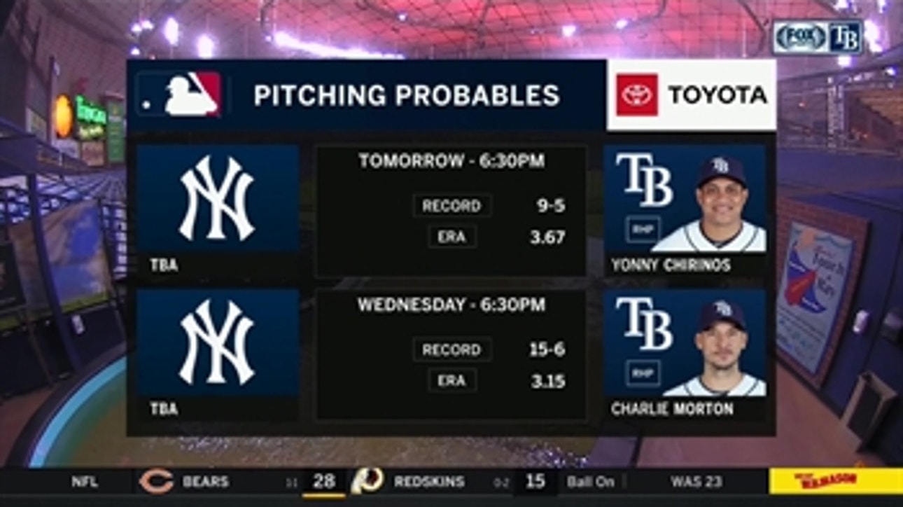 Yonny Chirinos leads Rays into series opener vs. Yankees