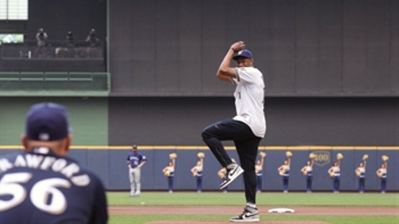 Jabari Parker throws first pitch in Milwaukee