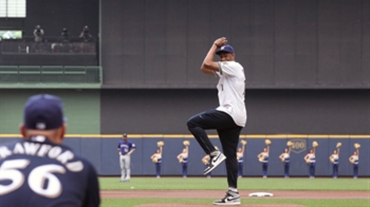 Jabari Parker throws first pitch in Milwaukee