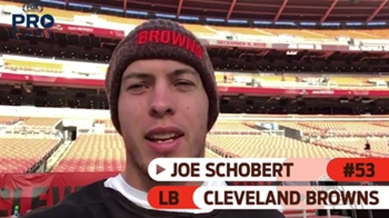 'Go Browns': Cleveland LB Joe Schobert gets you inside the stadium before the Browns take on the Panthers