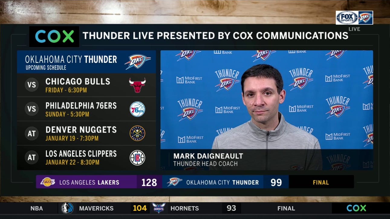 Mark Daigneault on what OKC can Learn from the loss to the Lakers