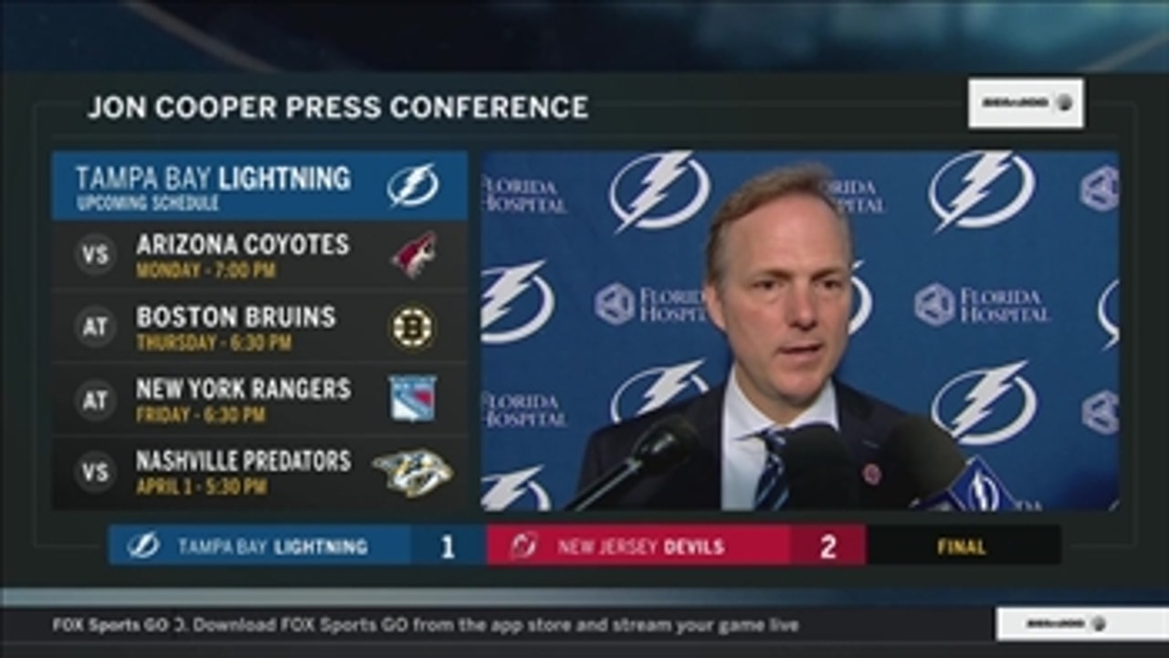 Jon Cooper says Lightning had their chances but just couldn't score