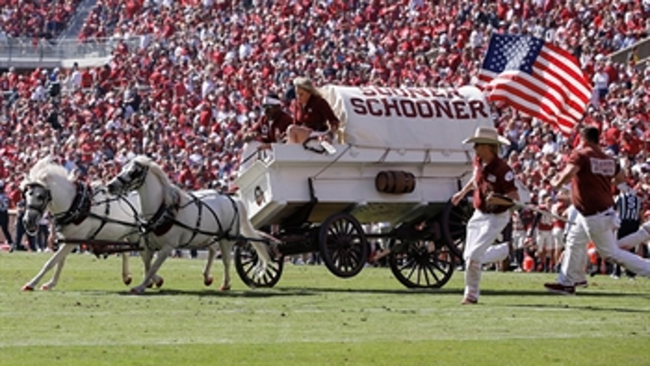 Oklahoma's Sooner Schooner wagon flips over in scary crash