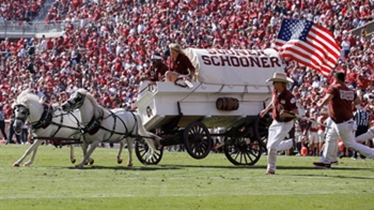 Oklahoma's Sooner Schooner wagon flips over in scary crash