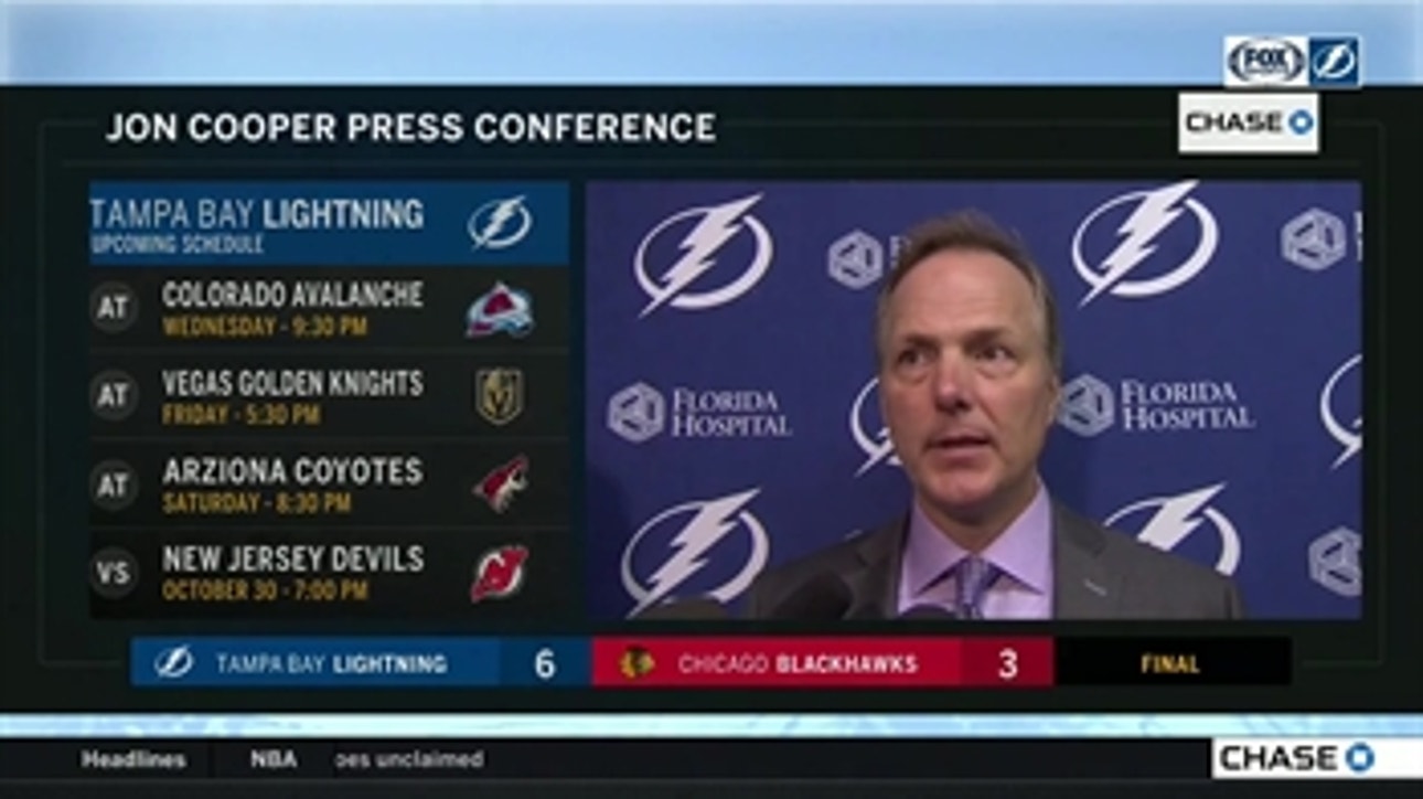 Jon Cooper on Lightning's record-setting win over Blackhawks