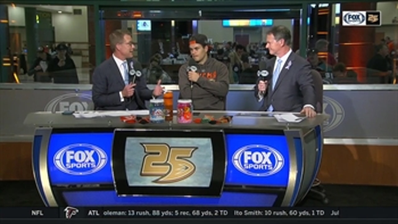 Pontus Aberg joins the set to talk about the win | Ducks Live