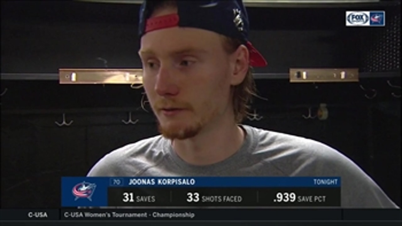 Joonas Korpisalo felt good on the ice in a tough loss to the Bruins
