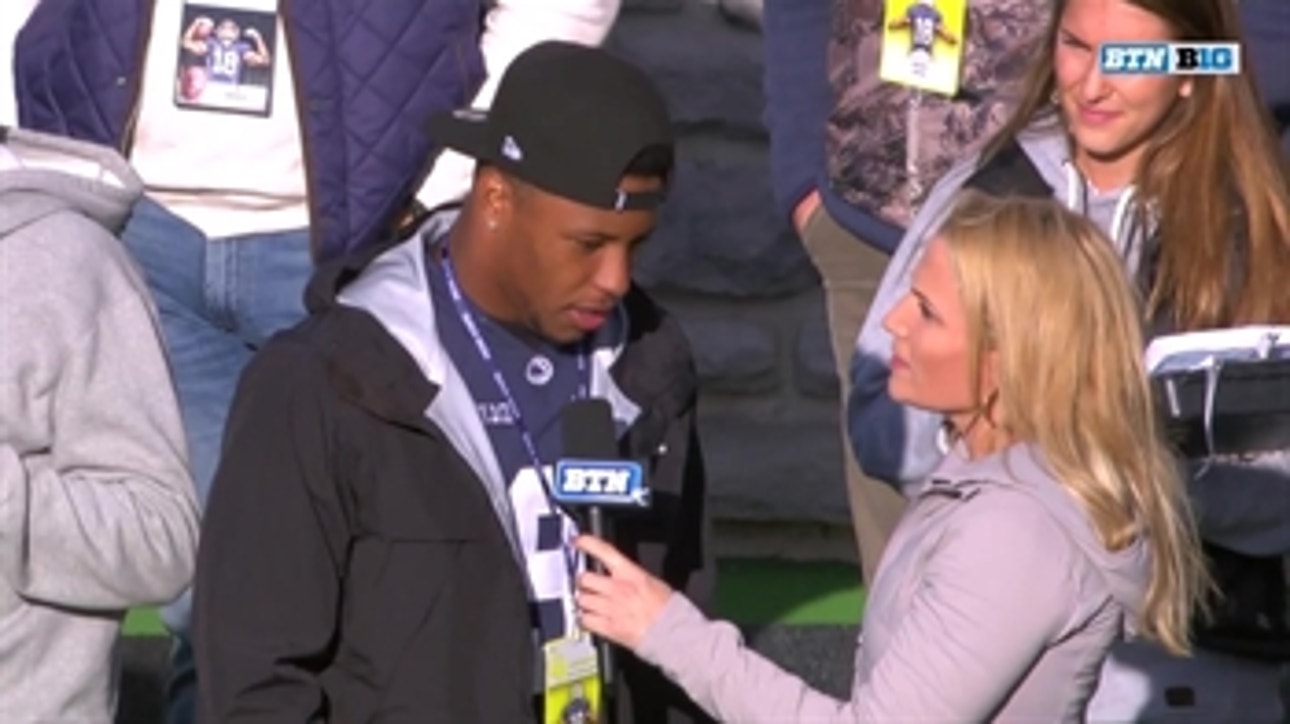 Saquon Barkley congratulates Trace McSorley on becoming Penn State's all-time leading passer