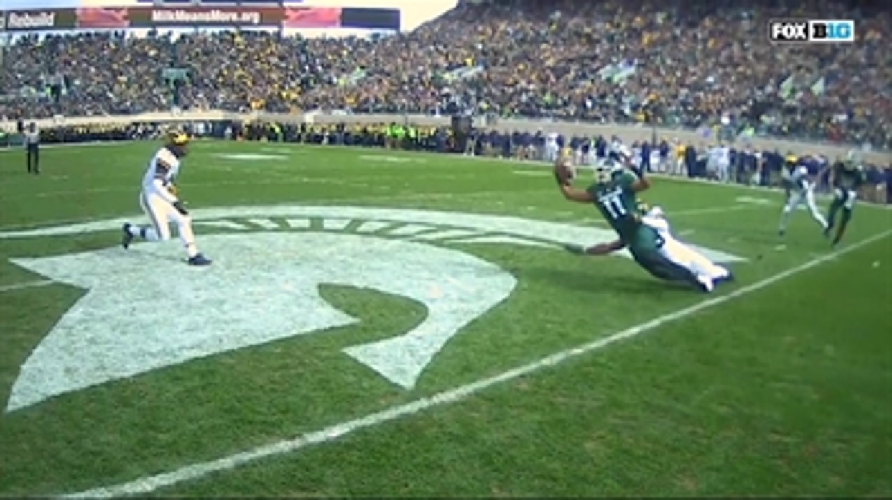 See the ref's actual view of this astonishing one-handed catch by Michigan State