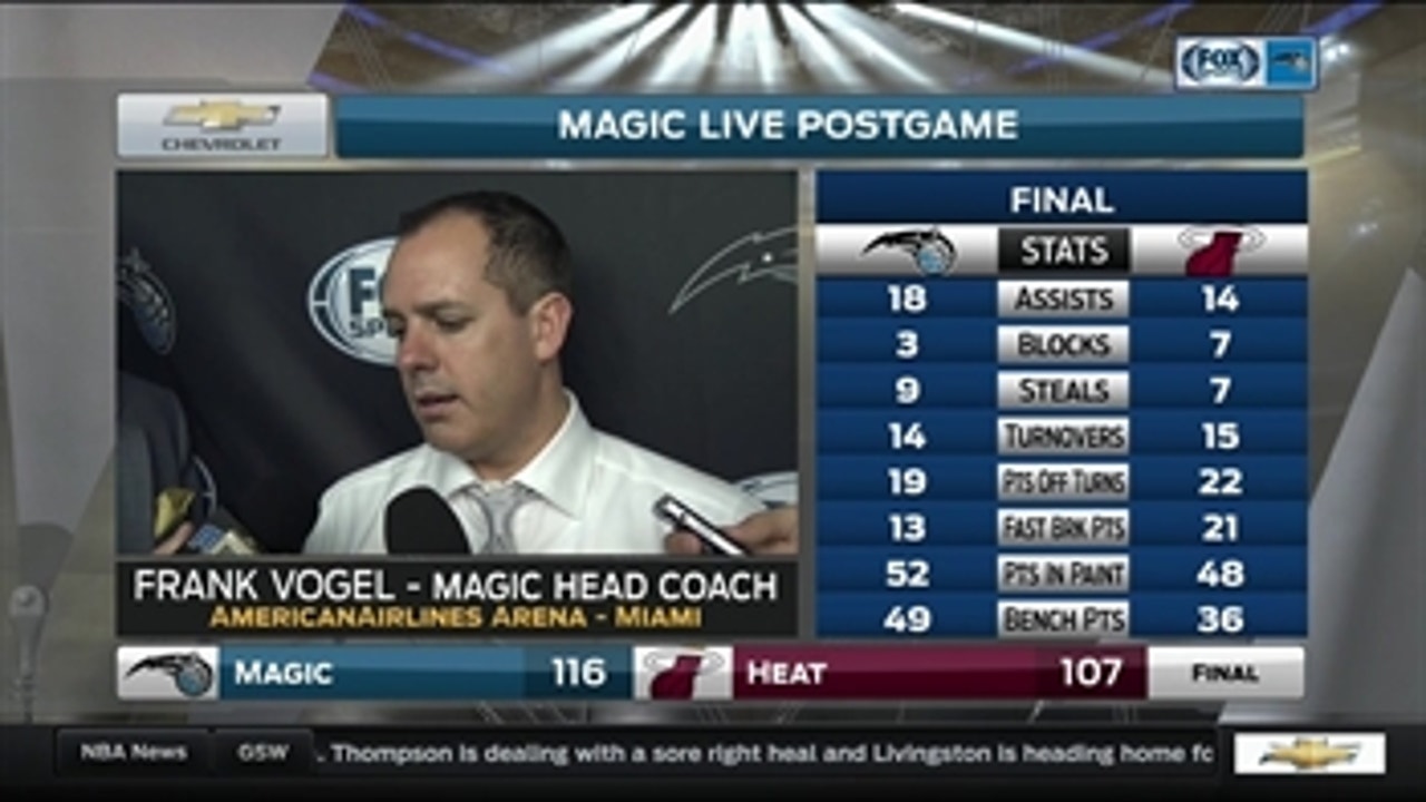 Frank Vogel says the Magic came out with 'maximum togetherness' tonight