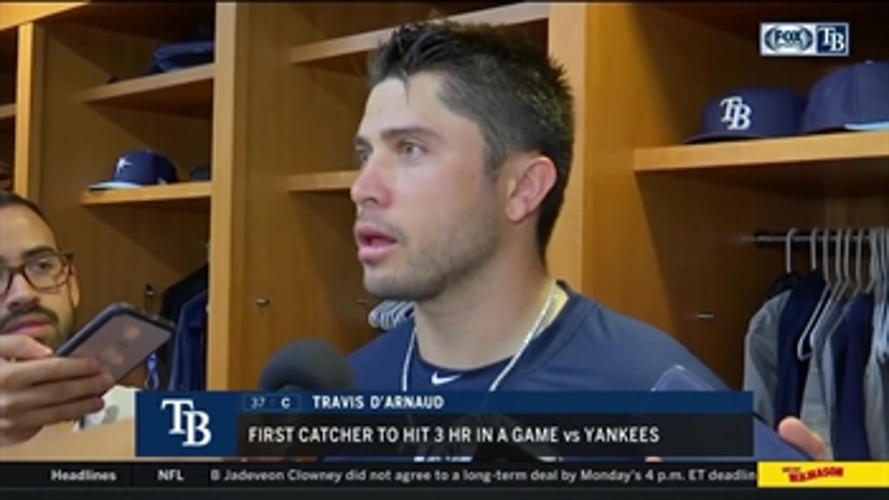 Travis d'Arnaud says he 'almost missed the bus' after posting 3 home runs, 2 walks, 5 RBI