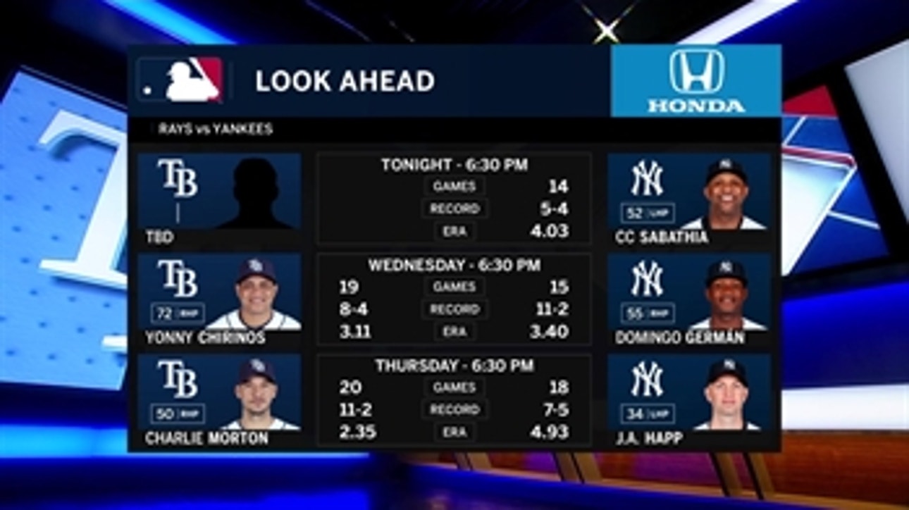 Rays aim for another win over Yankees as the Battle in the Bronx continues