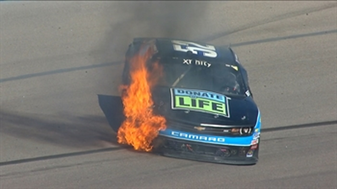 Joey Gase's Car Catches on Fire at Phoenix ' 2017 XFINITY SERIES ' FOX NASCAR