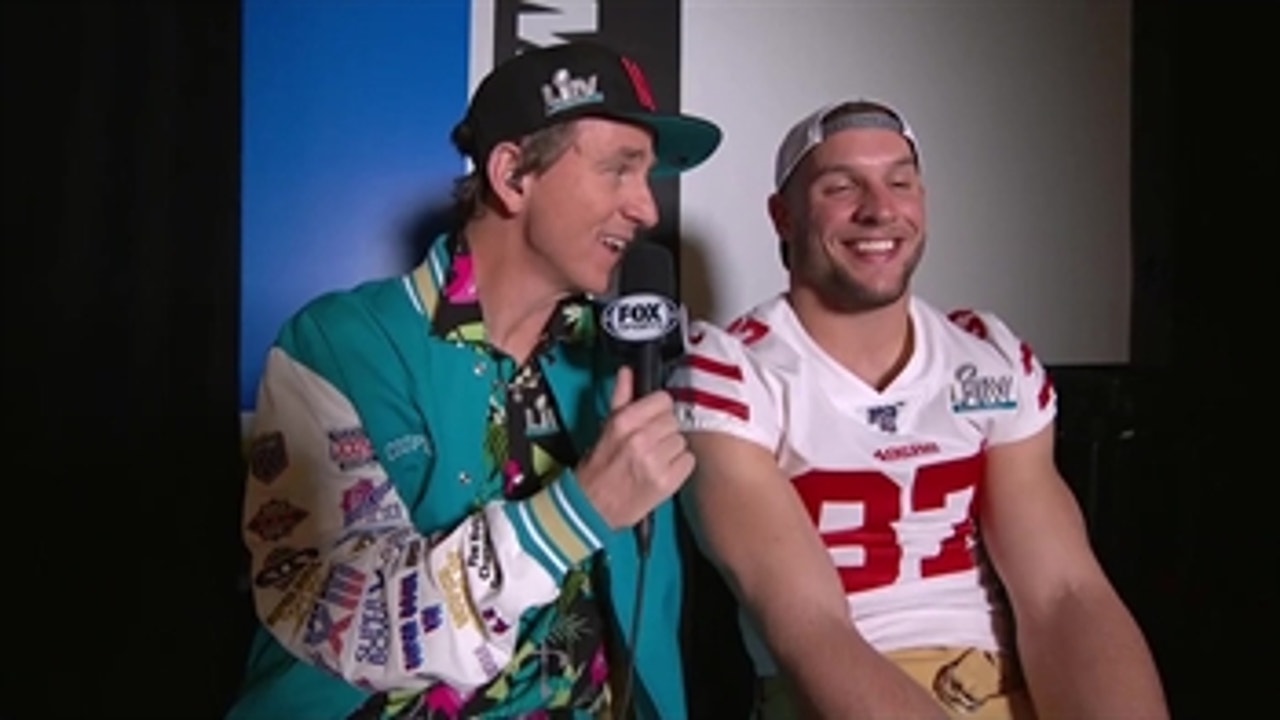 Nick Bosa sits down with Cooper Manning on Opening Night for the Super Bowl