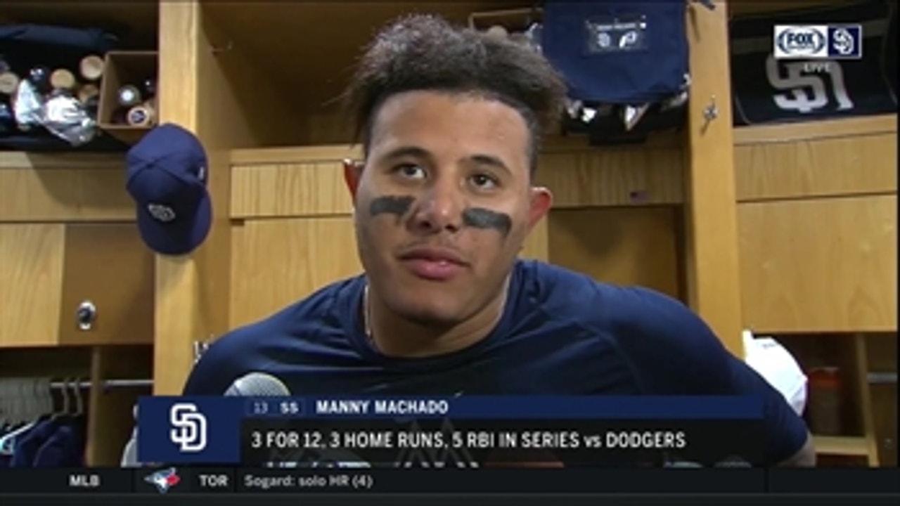 Manny Machado talks after the Padres victory over the Dodgers