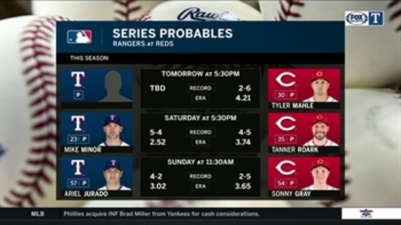 Probables for Series in Cincinnati ' Rangers Live