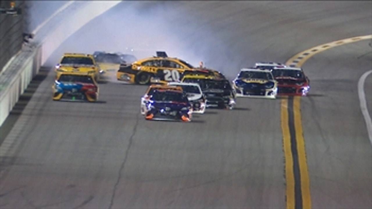 Erik Jones collects Kyle Larson after contact with Chase Elliott in Duel #2