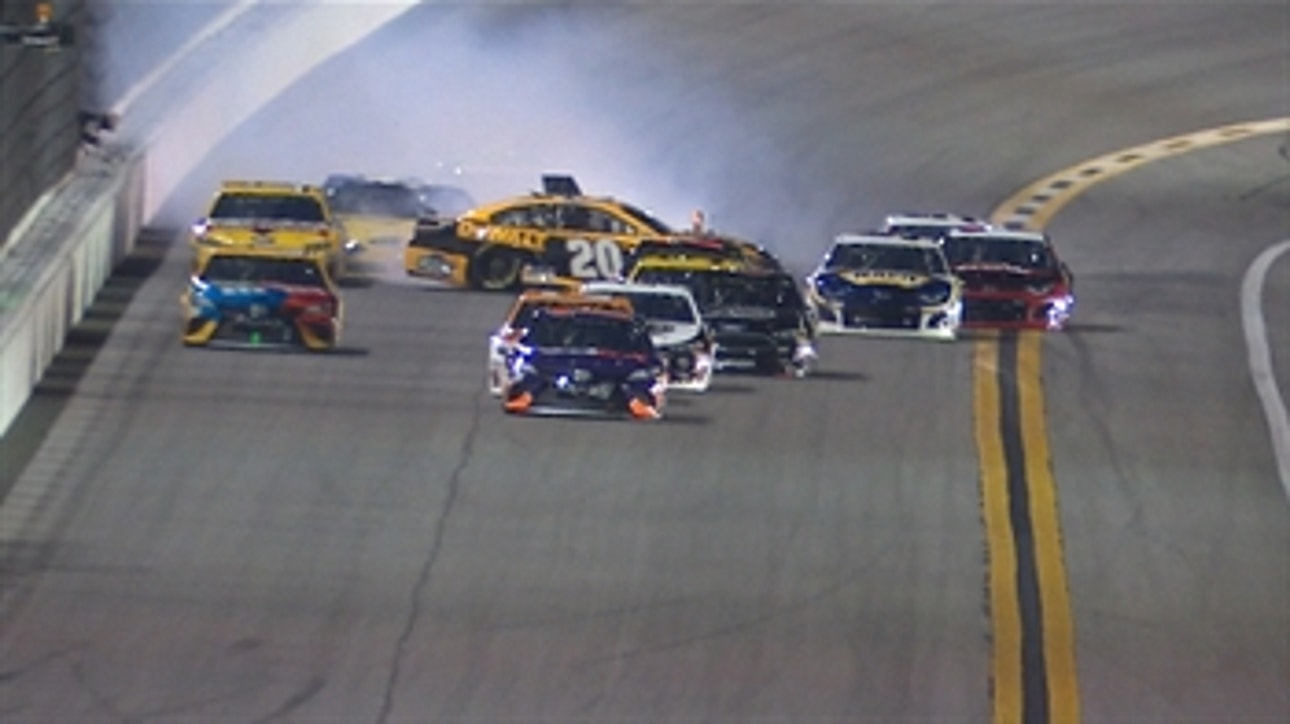 Erik Jones collects Kyle Larson after contact with Chase Elliott in Duel #2