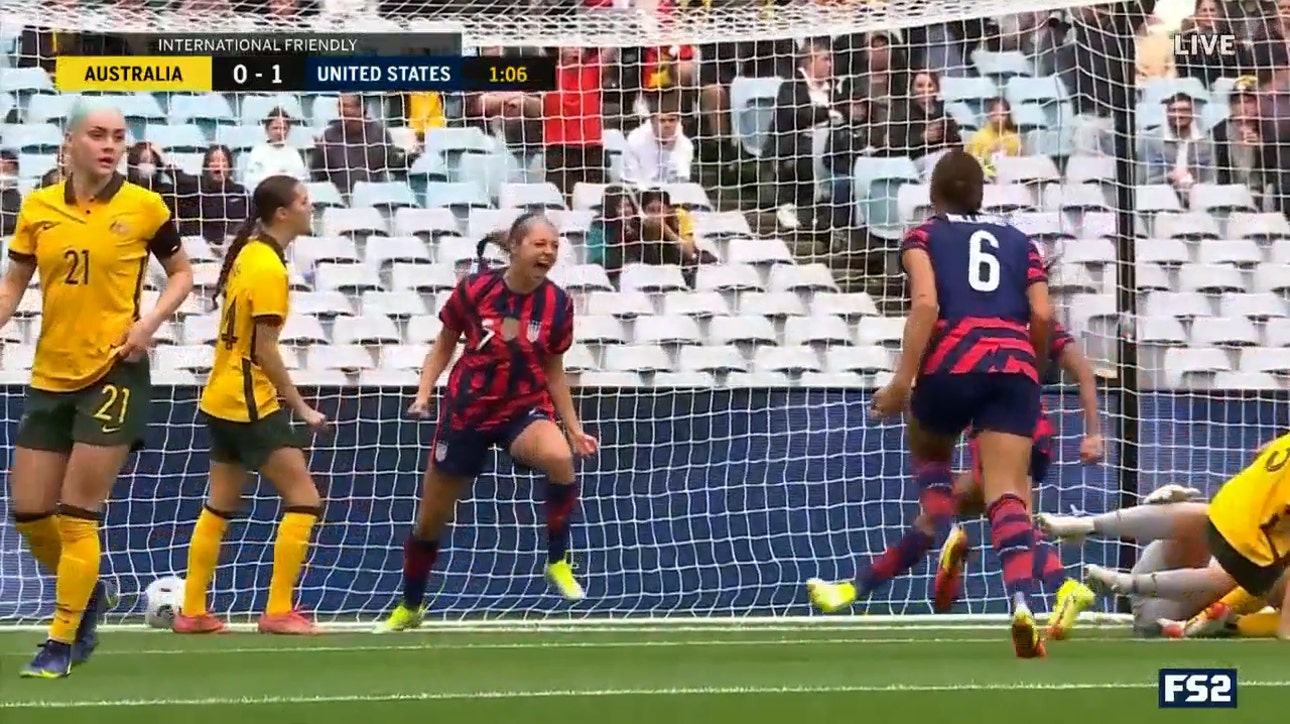 Ashley Hatch scores just 24 seconds in to give USWNT a 1-0 lead over Australia