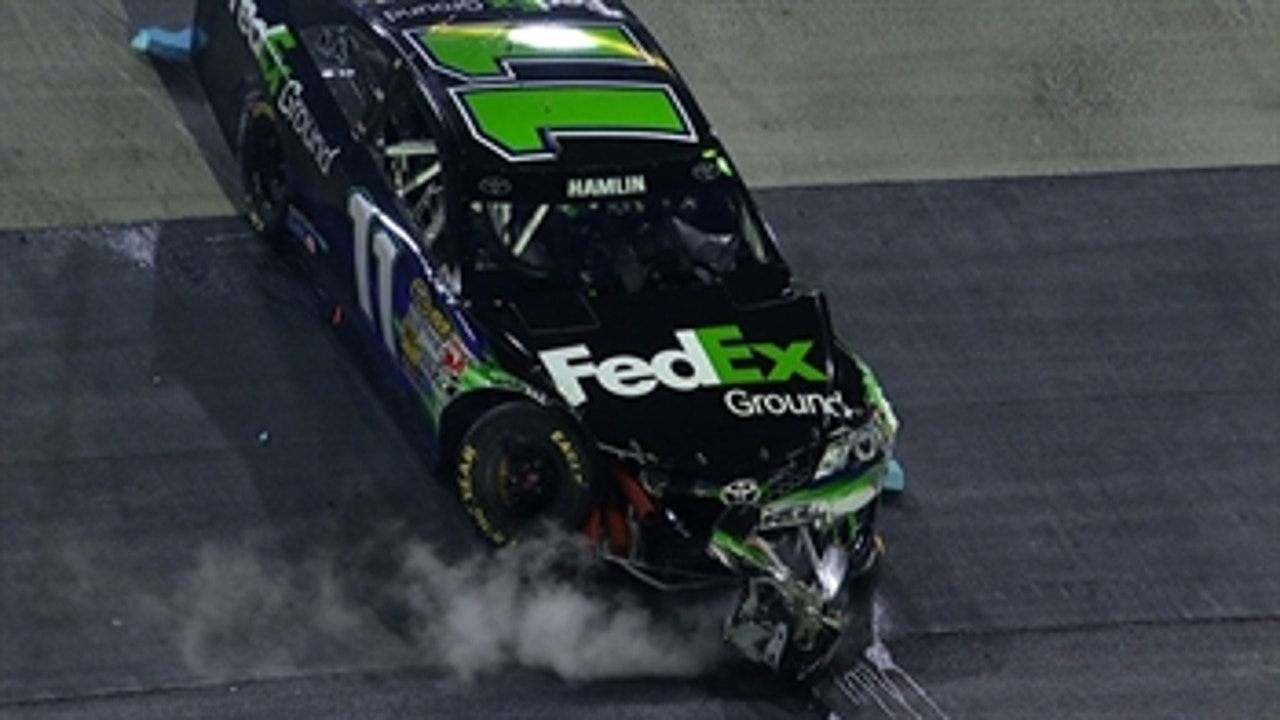 CUP: Kevin Harvick Wrecks Leader Denny Hamlin - Bristol 2014