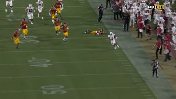 Nathaniel Peat turns on the jets, takes 87-yard rush to the house to give Stanford a 7-0 lead over USC