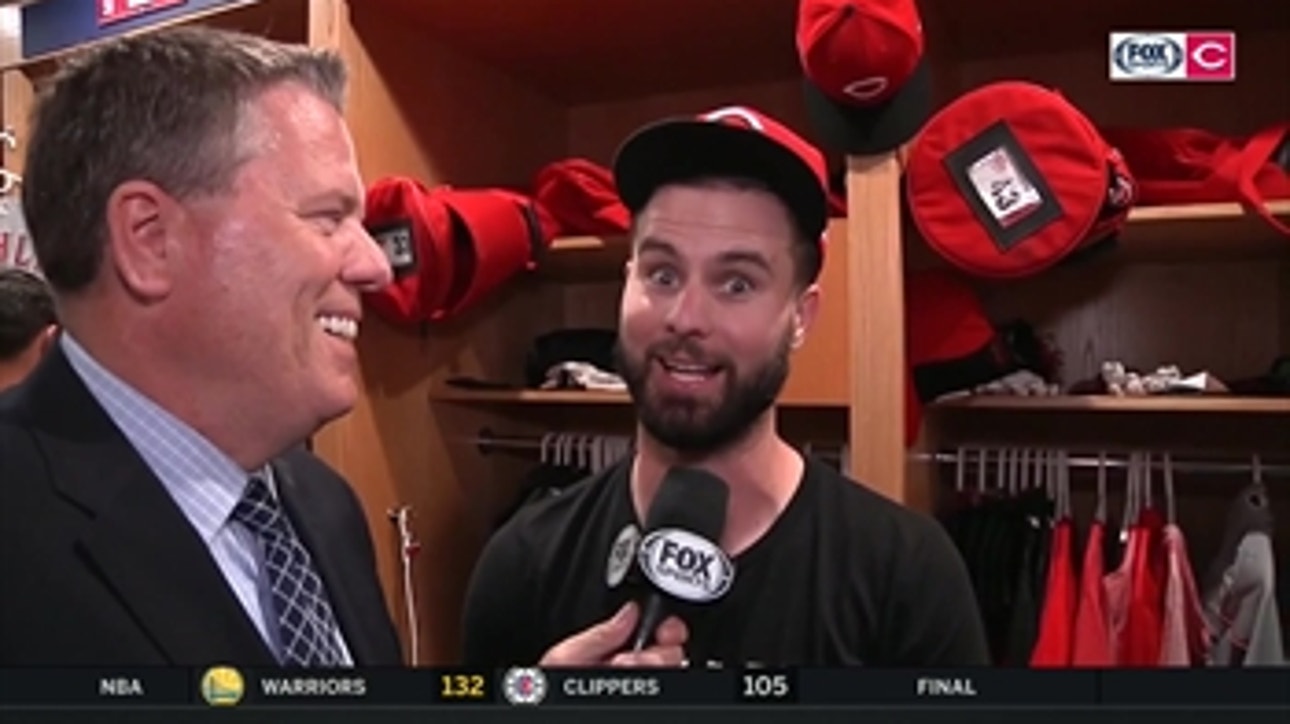 Jesse Winker explains his and Joey Votto's trust-fall homer celebrations