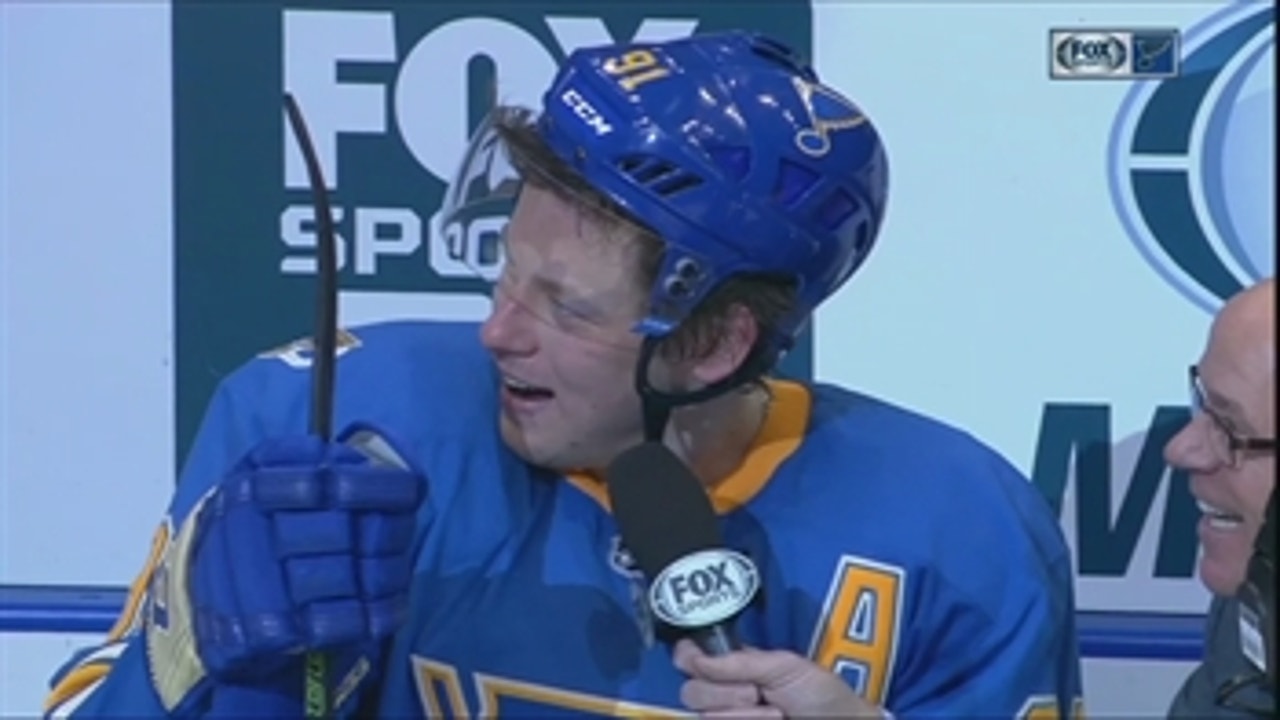Vladimir Tarasenko gives a shoutout to his friends from Russia after his multi-goal performance