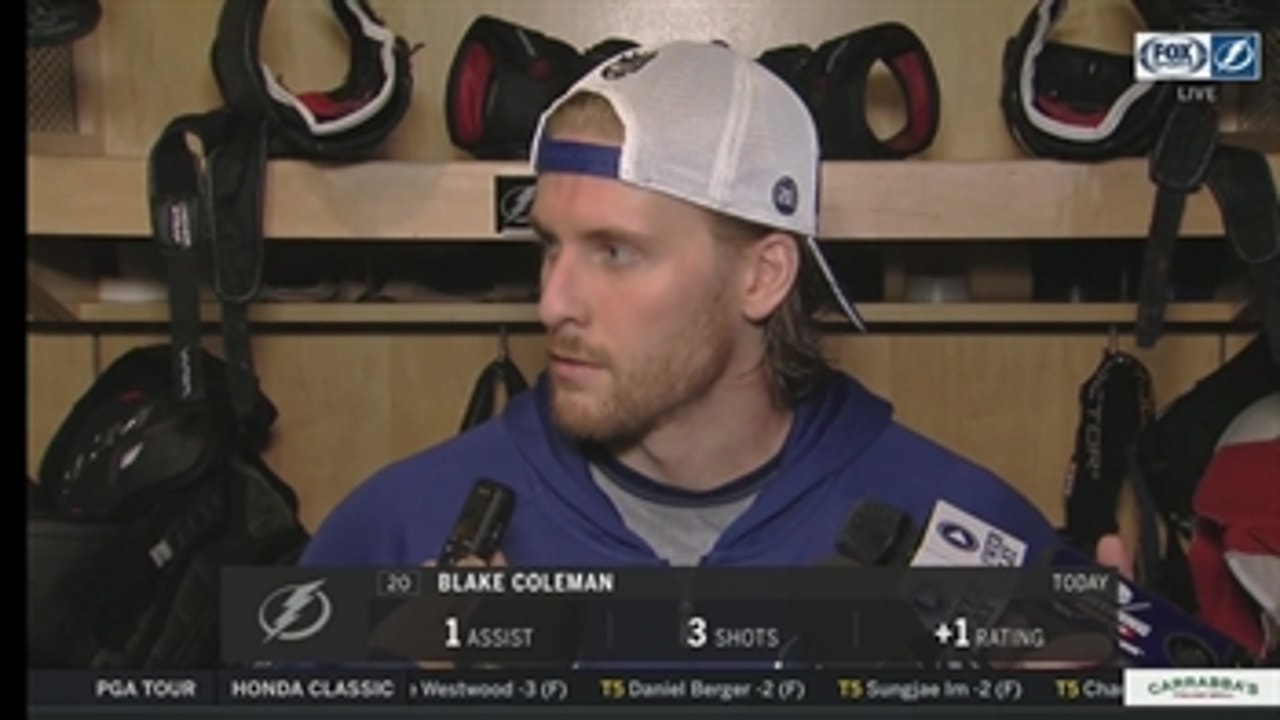 Blake Coleman talks about his first Lightning win, outstanding special teams effort