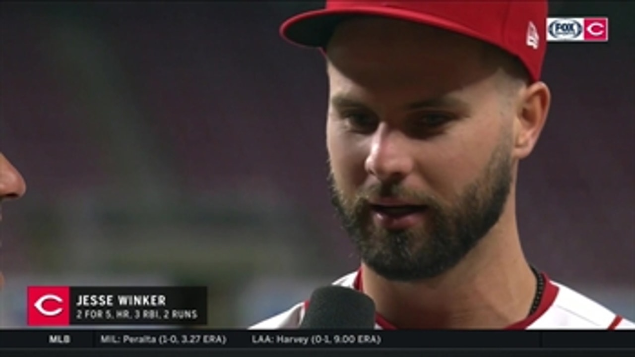 Jesse Winker recaps Reds offensive explosion against Miami
