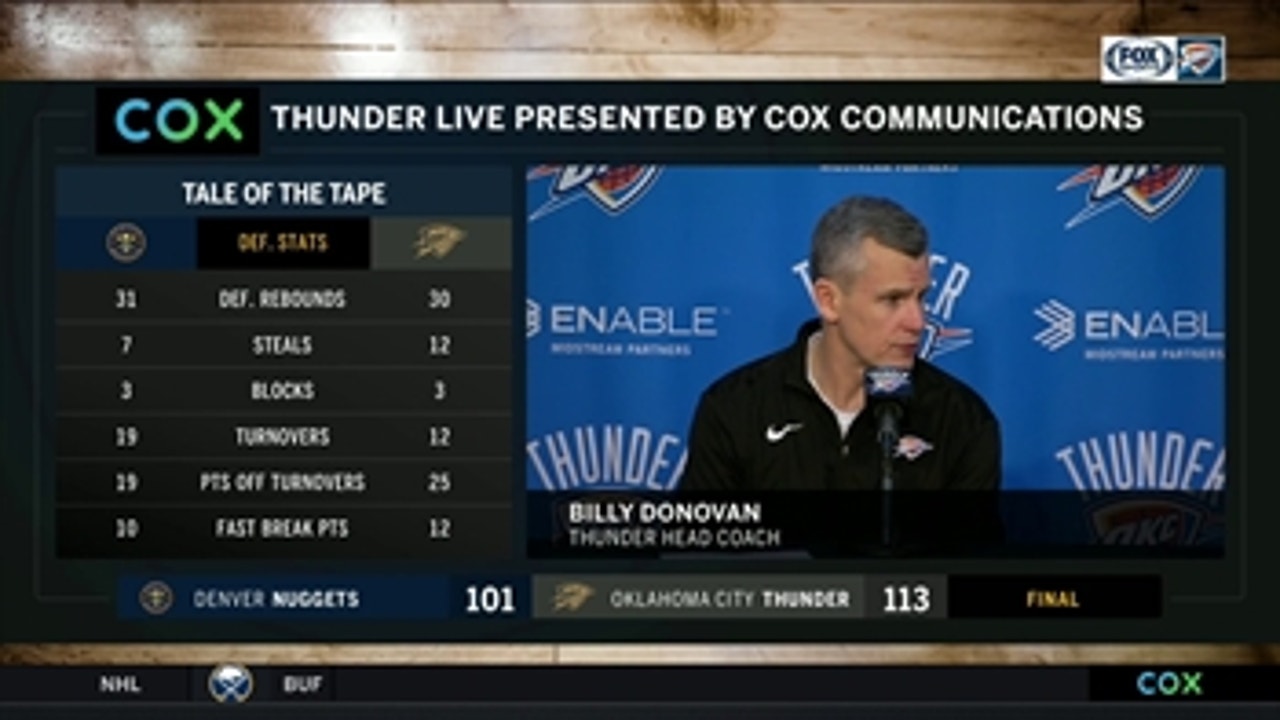 Billy Donovan on OKC Containing Denver, Pulling away for the Win