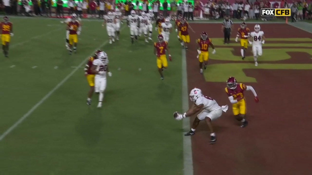 Stanford's Elijah Higgins hauls in four-yard TD catch on 4th down to take 14-7 lead over USC