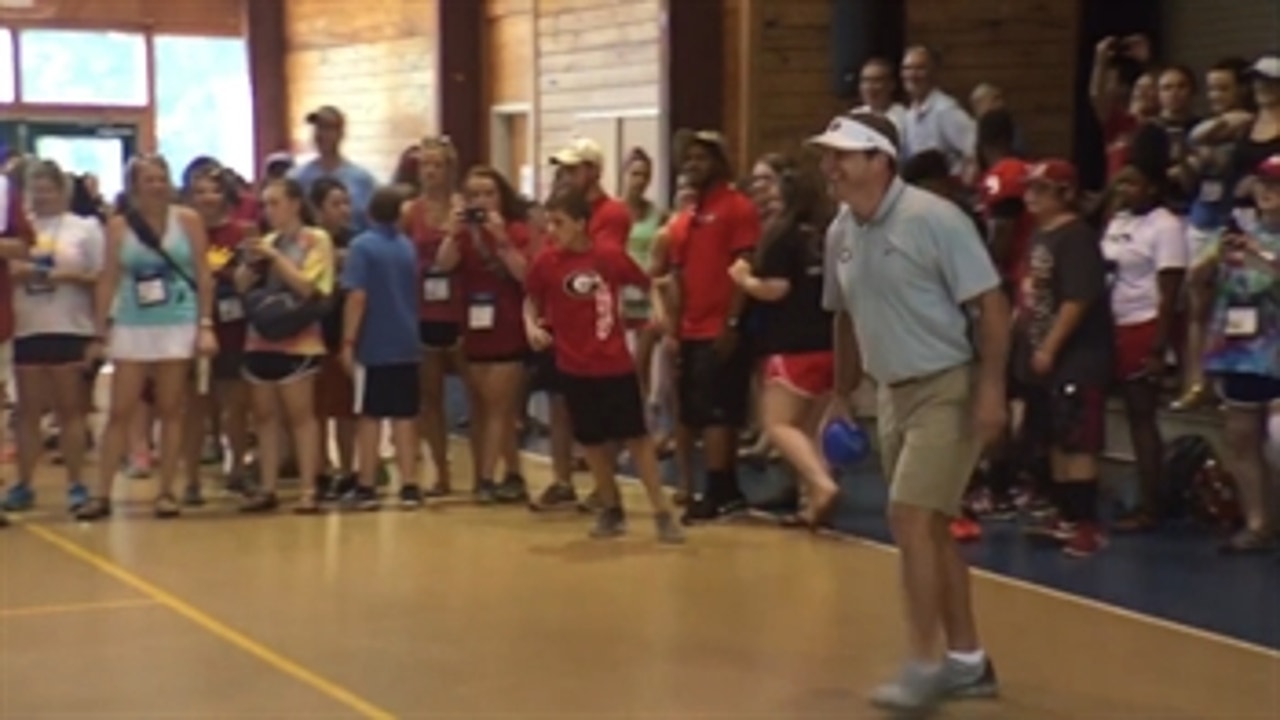 UGA football team played dodgeball at a camp for children with cancer