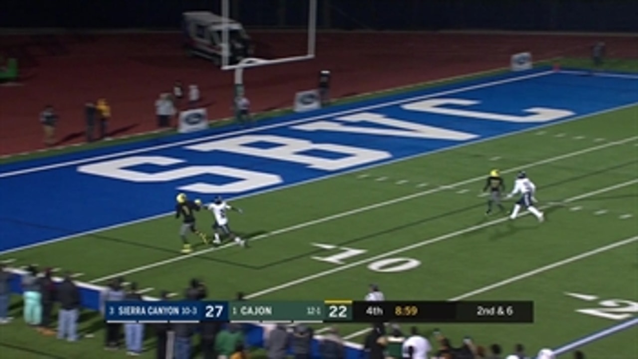 Playoffs, Finals: Jayden Daniels finds Darren Jones in the endzone for a 20-yard Cajon touchdown