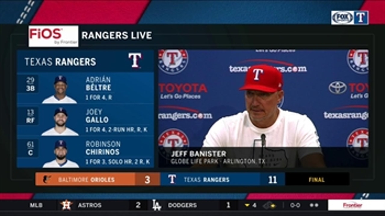 Jeff Banister talks Rangers confidence after 11-3 win over Baltimore