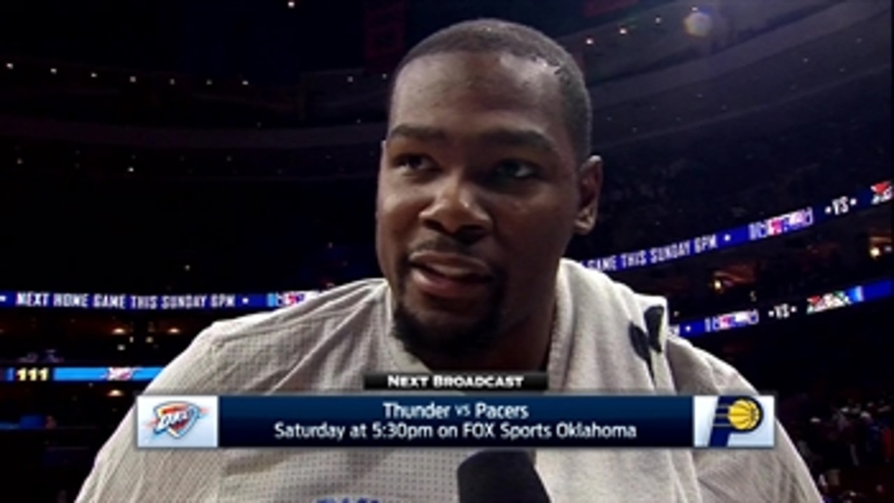 Durant on clinching playoff berth, win over 76ers