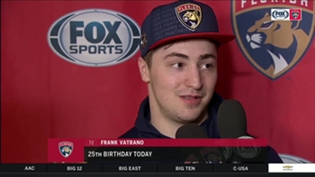 Frank Vatrano breaks down win over Sharks, Sam Montembeault's play on his 25th birthday