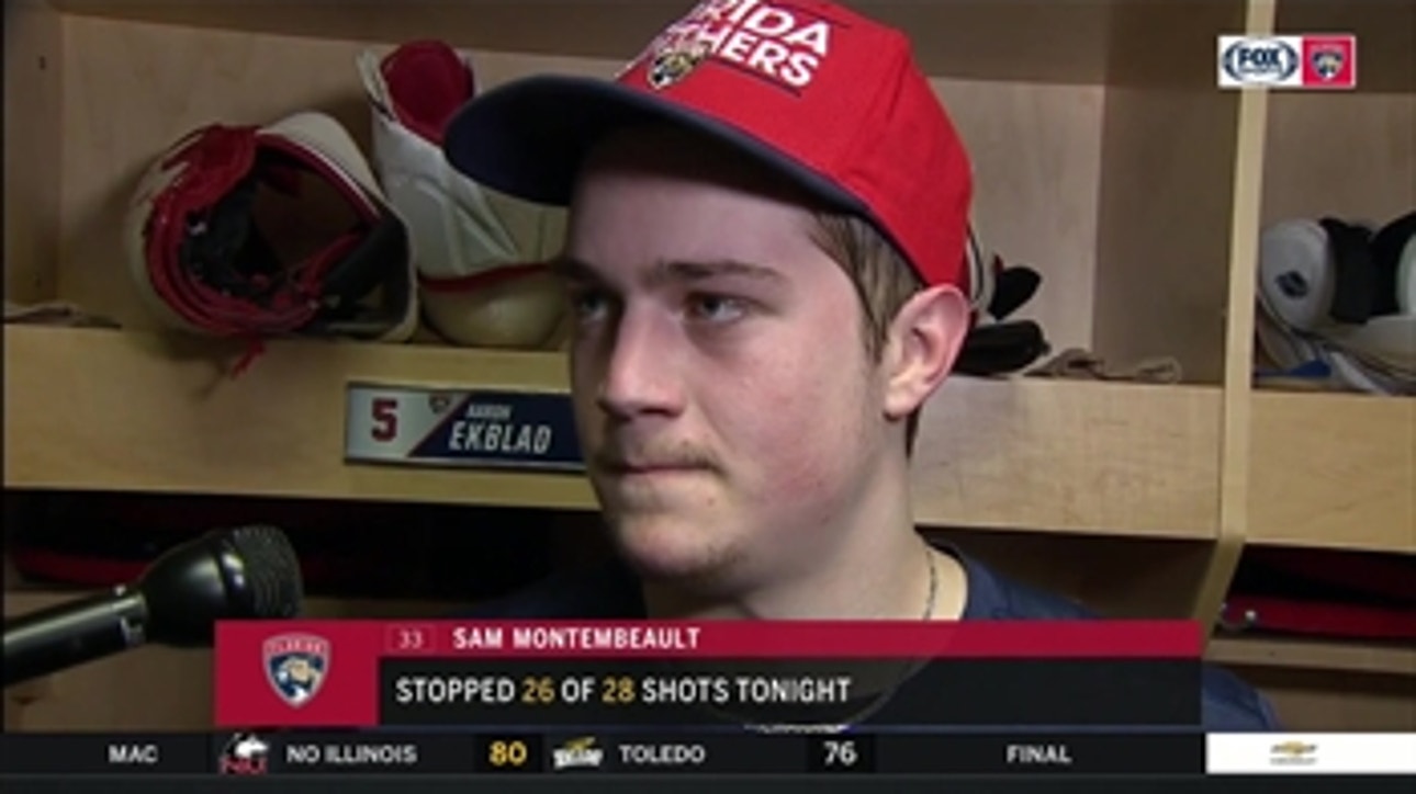 Sam Montembeault on 1st NHL road win: 'After making a few saves, the nerves go away'