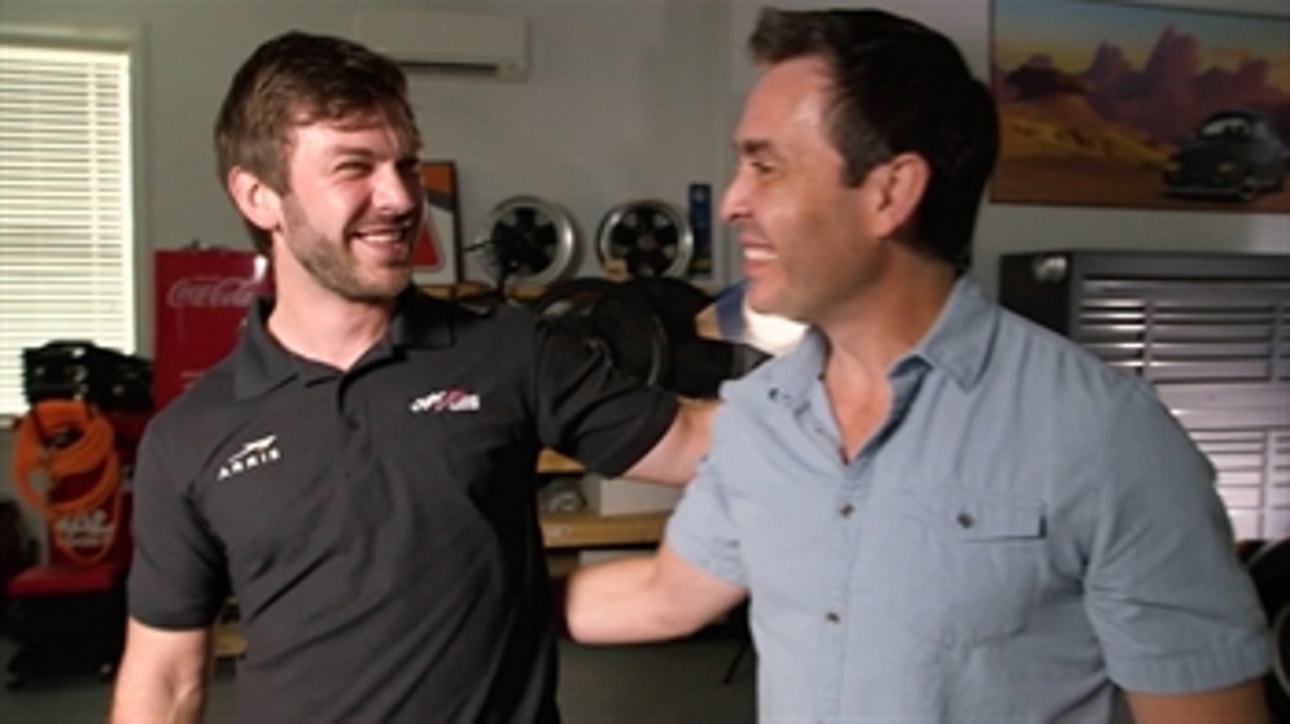 Daniel Suárez gets surprised by his father during interview