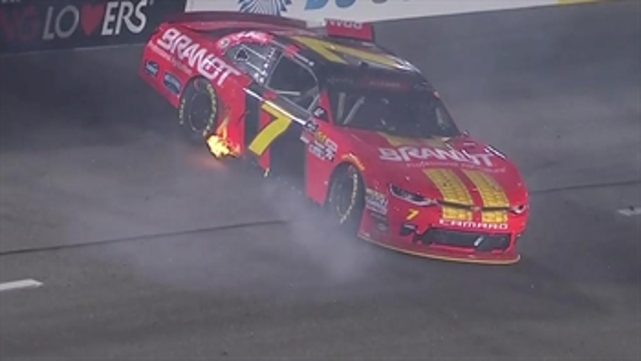 Justin Allgaier gets knocked out late in the race by Cole Custer ' 2018 NASCAR XFINITY SERIES