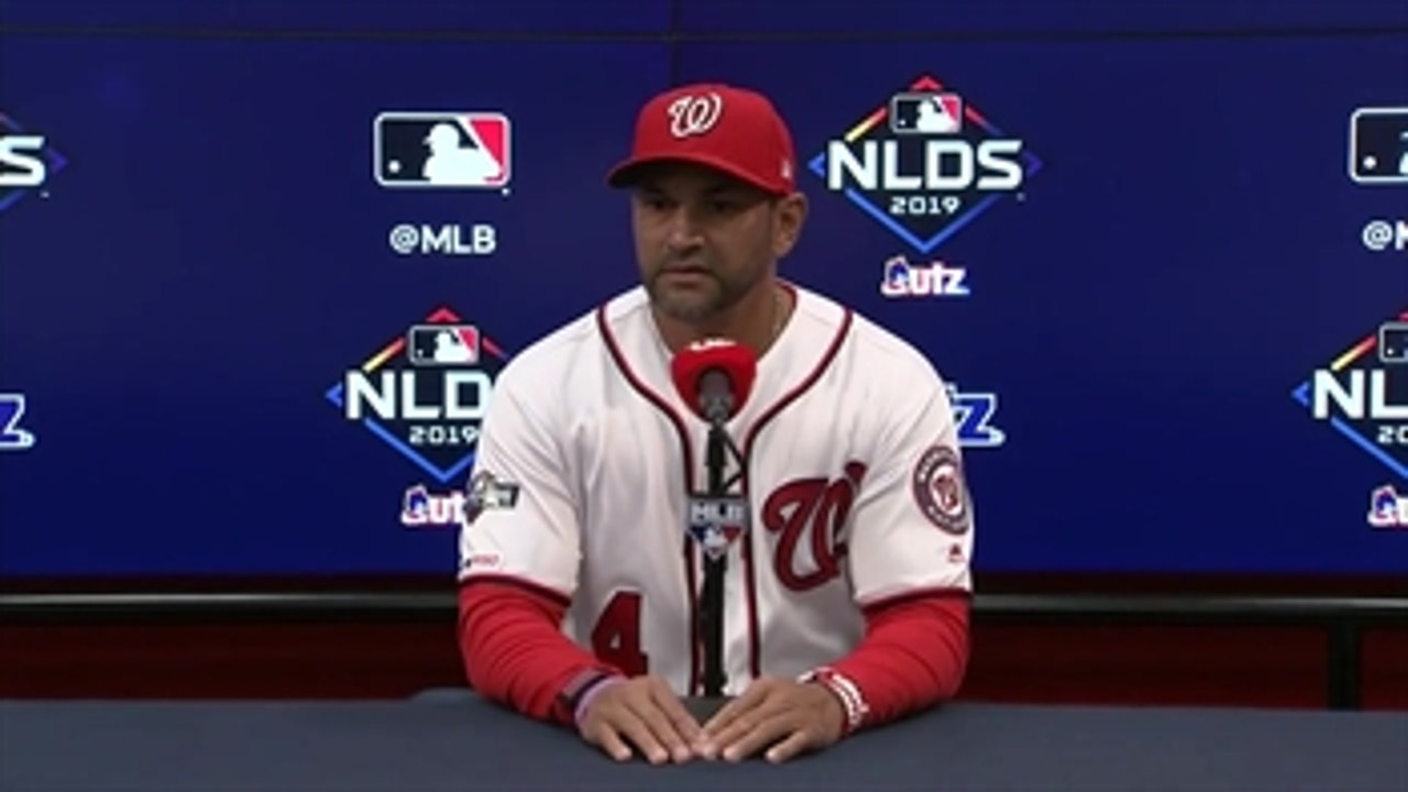 Dave Martinez addresses the media after NLDS Game 3 loss to Dodgers