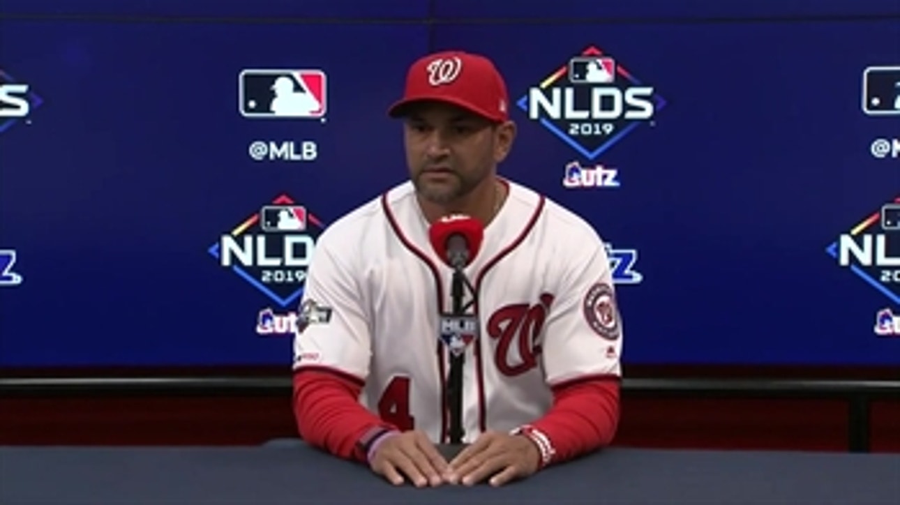 Dave Martinez addresses the media after NLDS Game 3 loss to Dodgers