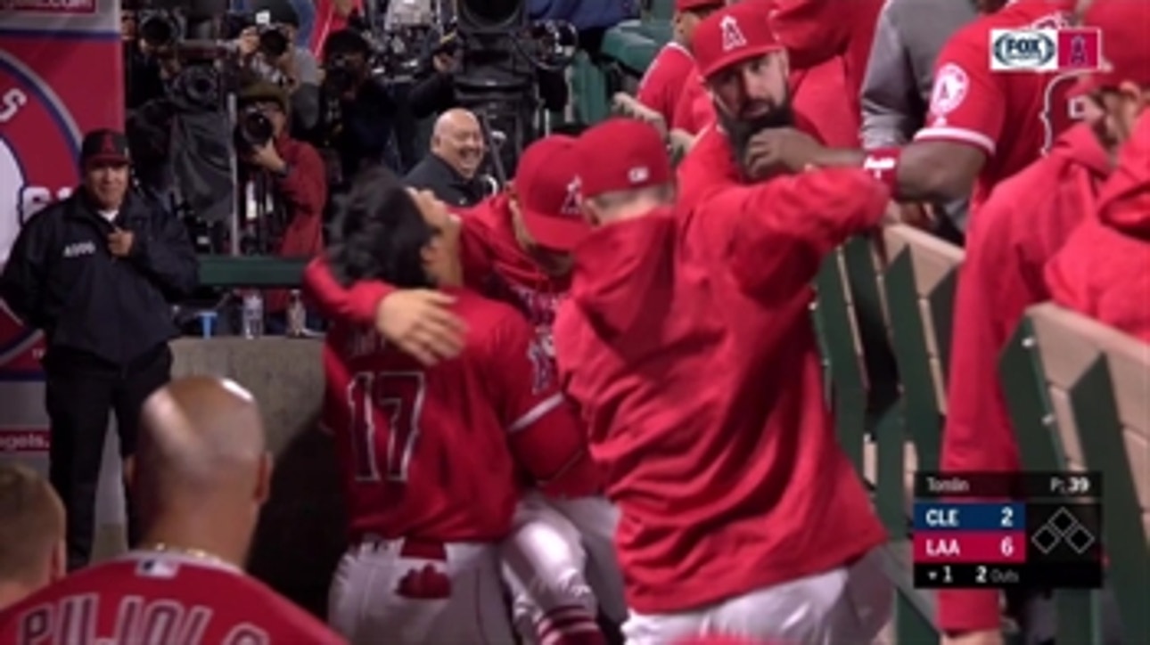 Angels give Shohei Ohtani cold shoulder, then hugs and high fives after HR milestone
